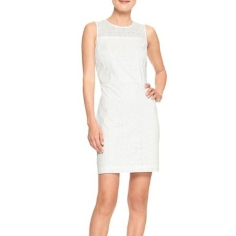 Banana Republic Eyelet Dress Sleeveless White‎ Easter Summer Dress Size 0